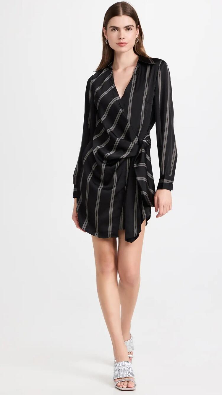 NWT Jonathan Simkhai Bondi Pajama Stripe Wrap Waist Mini Dress Size Small